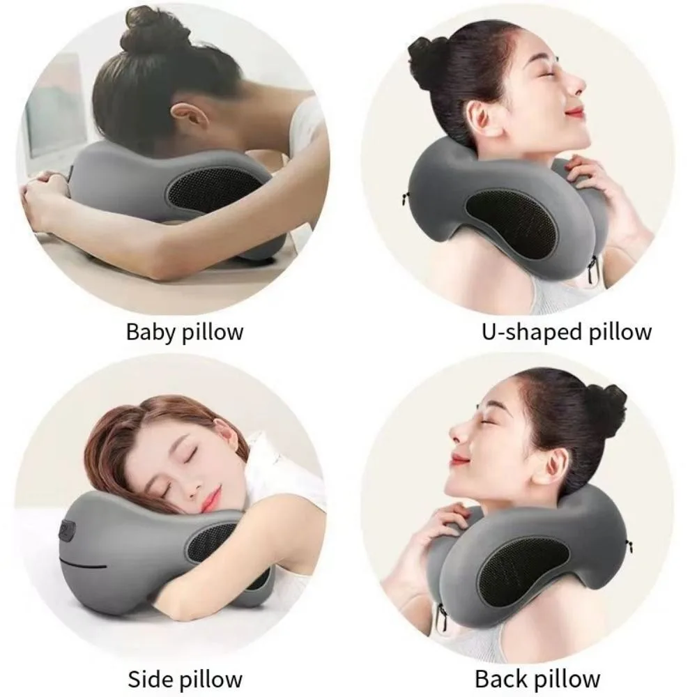 

New Comfortable Travel Pillow Portable Slow Rebound Neck Support Pillow Airplane Breathable Cover Sleeping Neck Pillow