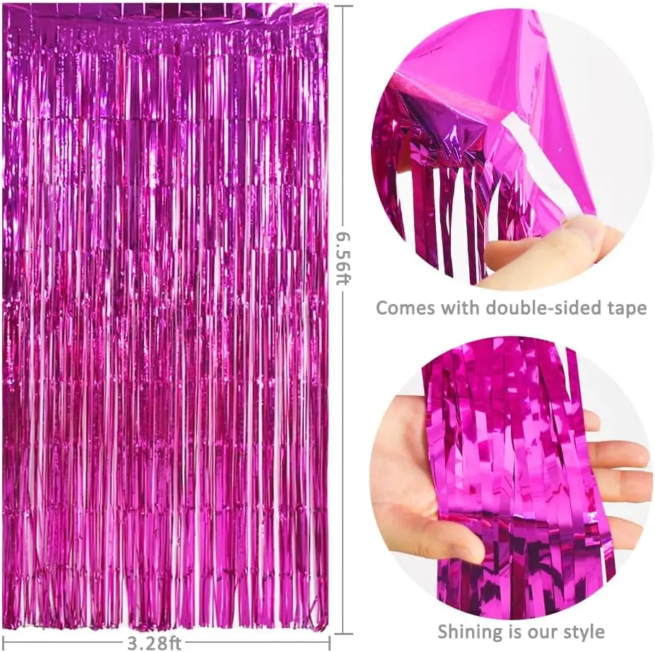 3 Stück, Hintergrund Metallic Streamer Goldfolie Fransen Vorhänge für Geburtstag, Weihnachten, Abschlussfeier, Bachelorette Party Streamer Dekor – Detail 26