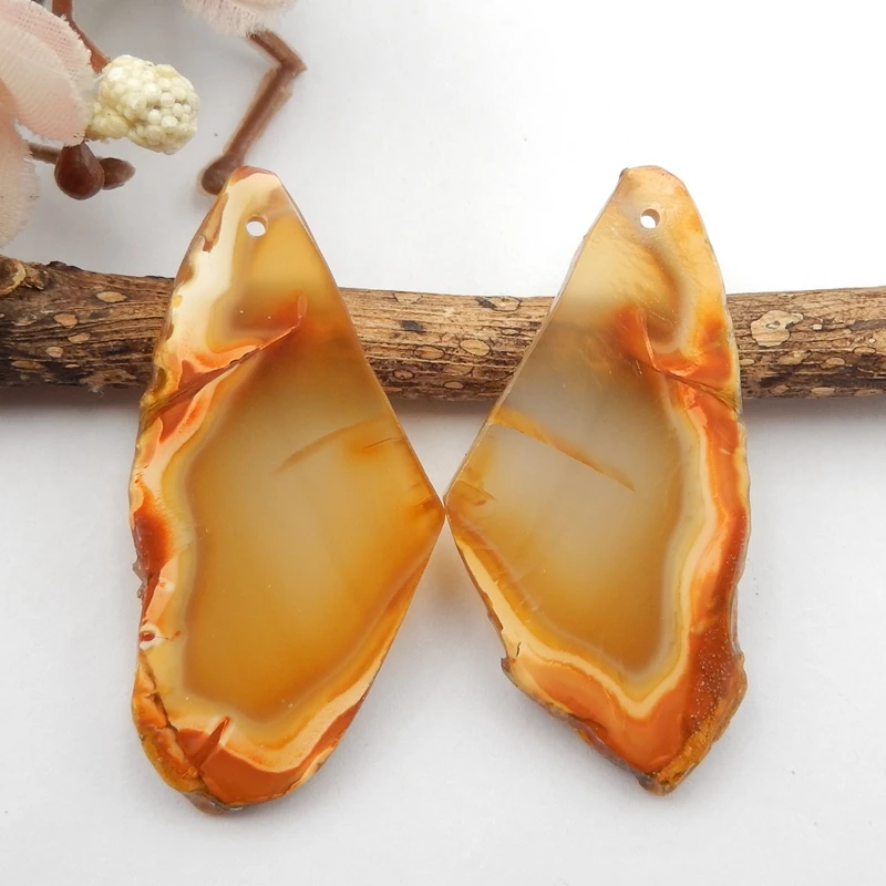 

Natural Red Agate nugget Hand Custom Jewelry Earrings Pairs,Earrings Jewelry accessories 42x20x2mm8.6g