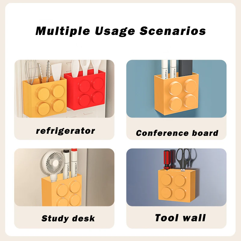 Creative Block-shaped Magnetic Storage Box Kitchen Punch-free Refrigerator Magnet Storage Container Kitchen Tools Storage Basket 4