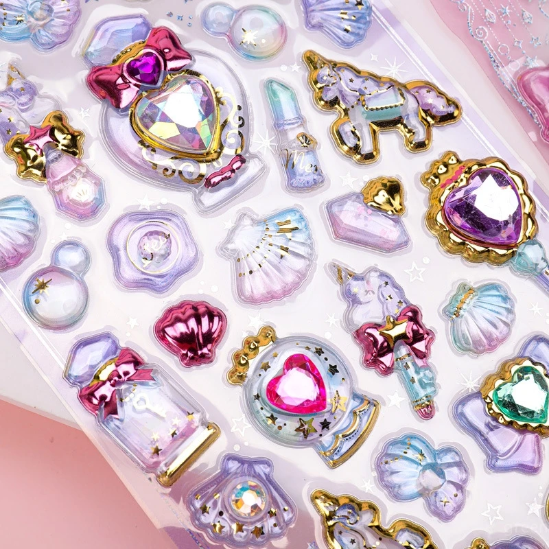 3D Diamond Gemstone Stickers Children's Girls Princess Magic Stick Shiny Stickers DIY Phone Case Decorative Diy Paste Material