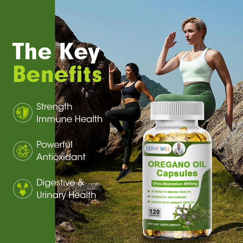 Oregano oil Capsules Omega 3 6 9 Vitamin E for Gut Mood Blood Health Blood Circulation Cholesterol Hormone Balance Skin Beauty