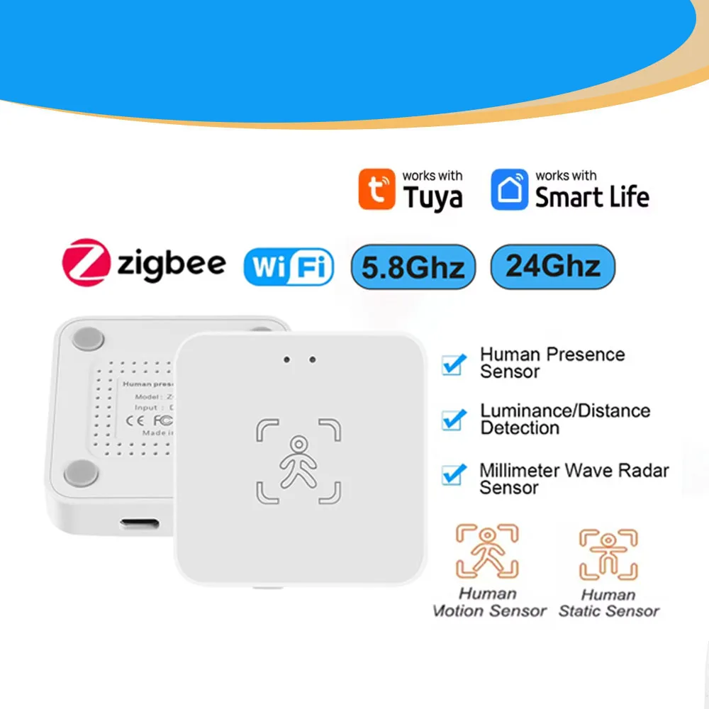 Human Presence Sensor PIR Sensor Switch PIR Motion Sensor Motion Sensor Motion Sensor Switch Infrared Detector Sensor Tuya WiFi / Zigbee Human Presence Detector Luminance/Distance Detection Smart Human Body PIR Sensor Support Home Assistant