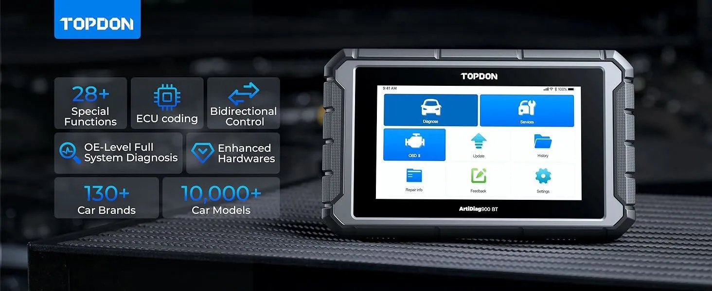 TOPDON AD900BT 2026 Newest Obd2 Scanner Bidirectional Full System Diagnostic Tool with ECU Coding 28+ Reset 3 Years Free Update