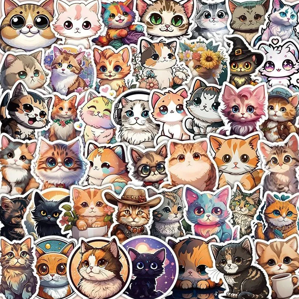 

10/30/53pcs Kawaii Cats Stickers Kids Toys Cute Kitten Cartoon Decals Laptop Notebook Suitcase Diary Classics Graffiti Sticker