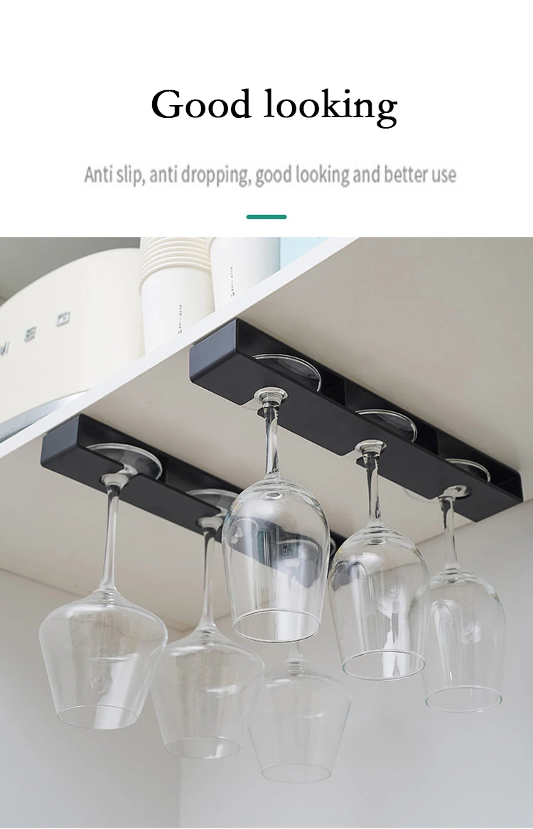 Description Picture 4 of itemWine Glass Holder Hanging Wine Glass Holder Under Shelf Plastic Stemware Rack Glassware Drying Storage Hanger For Kitchen Bar