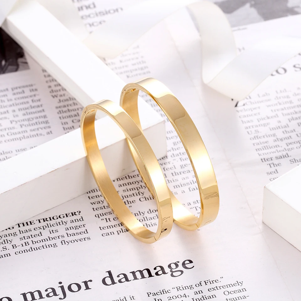 BOBASI New Stainless Steel Round Bangles& Bangles Three Colors Trendy Charm Bracelets Jewelry For Women Love Wedding Brand Gifts 3