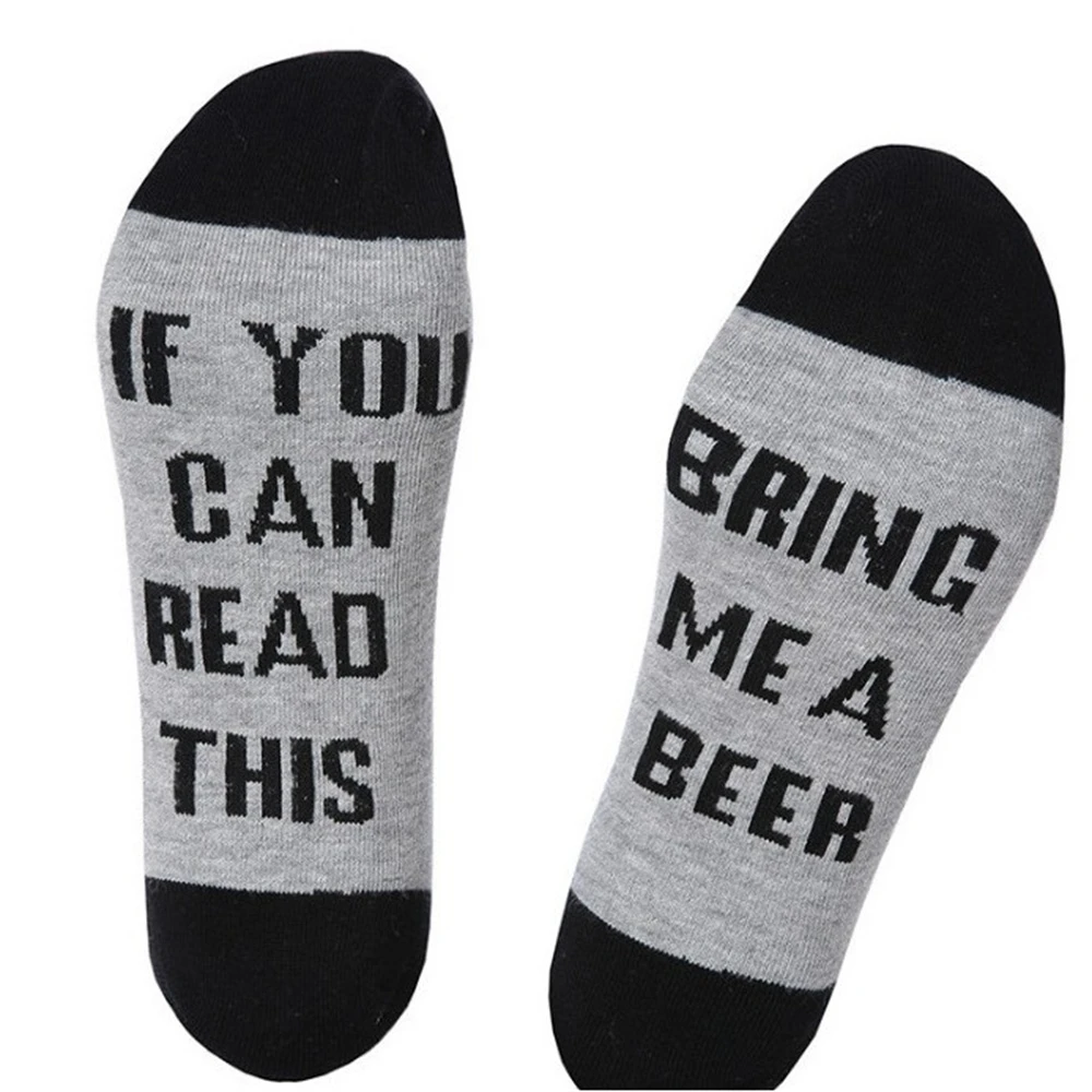 

IF YOU CAN READ THIS Men's and women's English letters embroidered cotton medium tube socks WL001