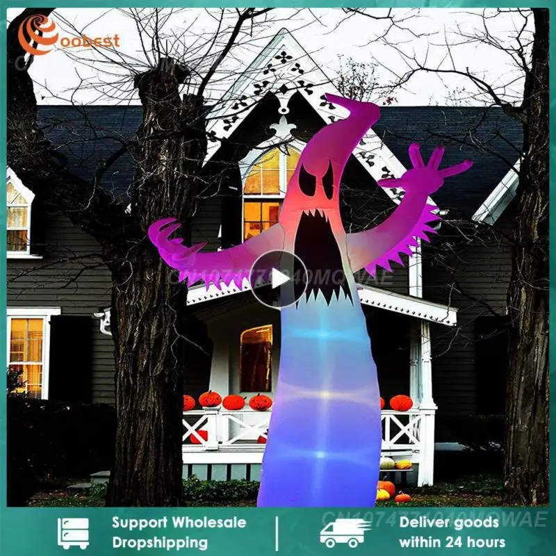 

3.6 Meters Halloween Inflatable Scary Ghost With Automatically Color Changing LED Decoration Props For Home Garden Courtyard