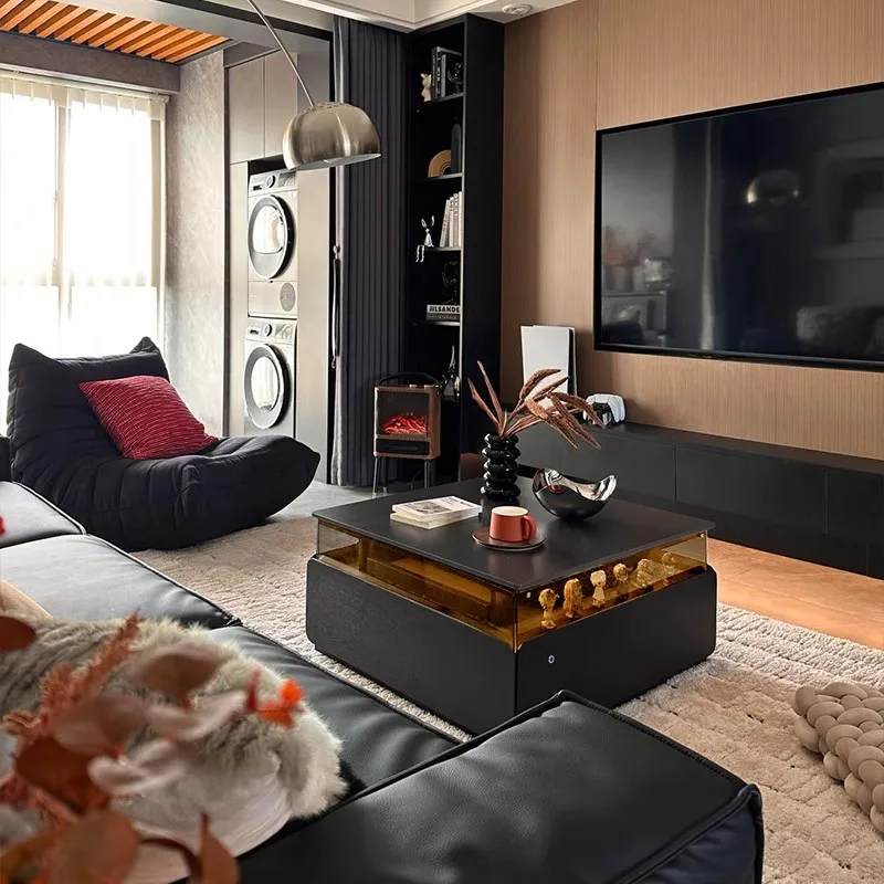 Nordic Retro Sofa Table Living Room Modern Minimalist Black Square Sofa Table Luxury Elegant Tavolino Da Divano Home Furniture