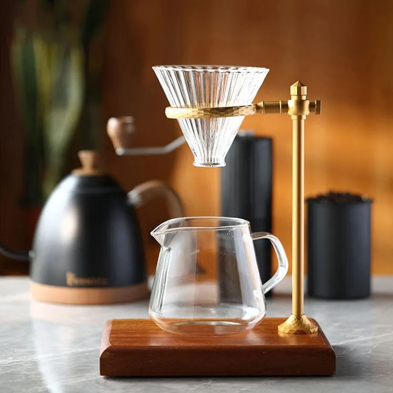 

Hand Brewed Coffee Rack Outdoor Coffee Filter Cup Holder Solid Wood Base Coffee Machine Tool Set Aluminum Alloy Hand Brewed Rack