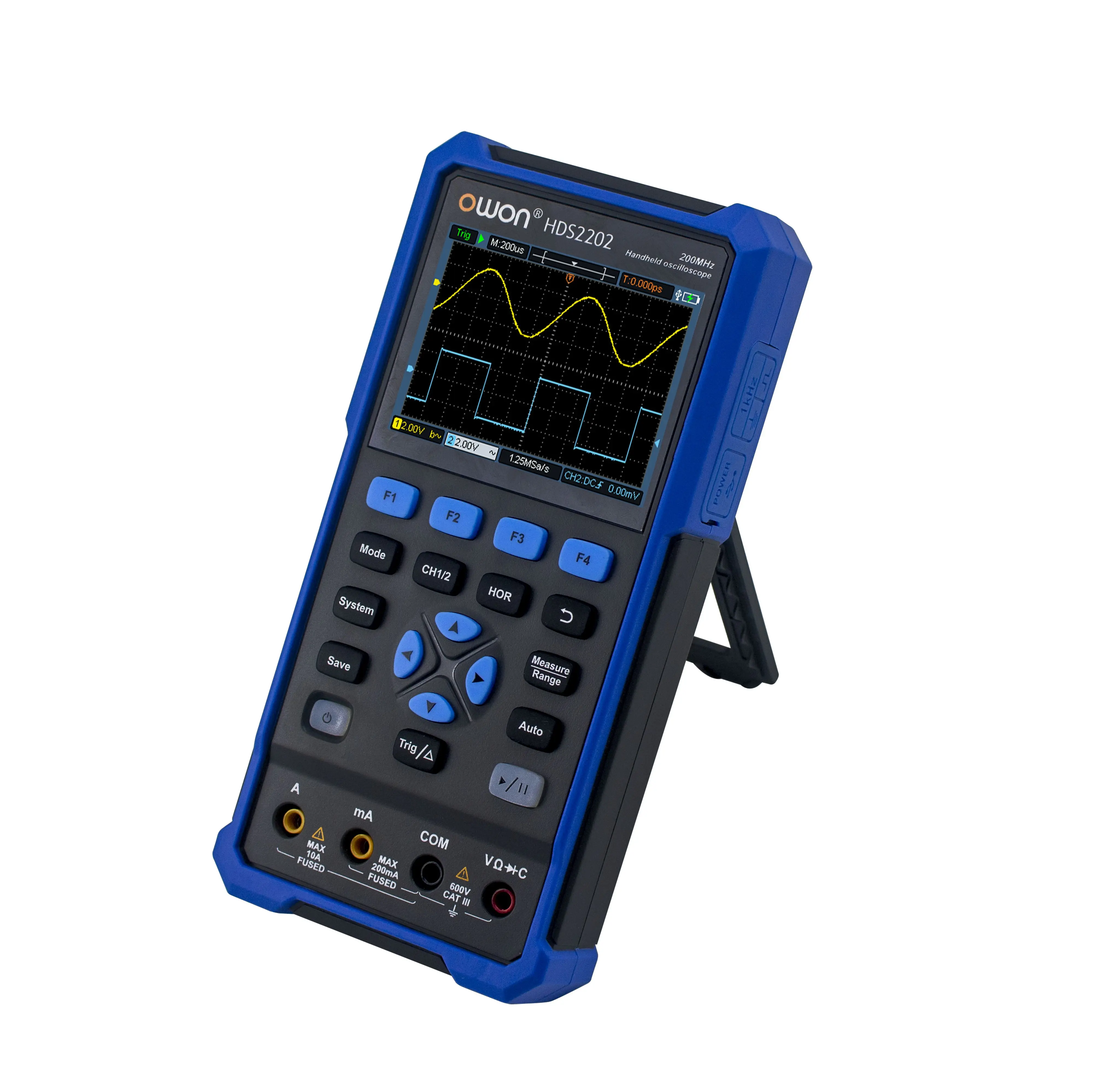HDS2202/HDS2202S Handheld Digital Oscilloscopes Dual Channel, 3-In-1 USB Oscillo