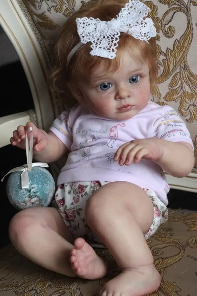 

24inch High Quality Already Finished Painted Handmade Doll Reborn Toddler Girl Tutti Freckled Skin Very Detailed 3D
