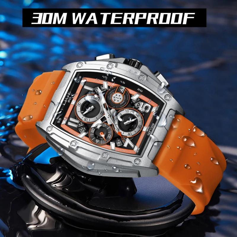 New Watch LIGE Chronograph Casual Fashion Watches for Men Sport Military Silicagel Calendar Wrist Watch Men Watch Relojes Hombre