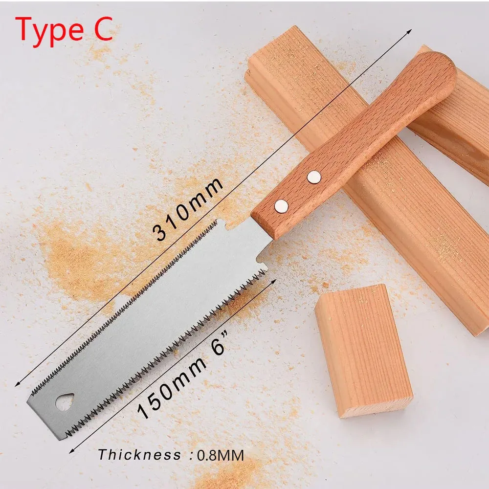 Hand Saw 1pc Japanese Saw 6 Inch Double Side Hand Pull Saw 14&17TPI SK-5 Steel Flexible Blade Flush Cut for Woodworking Household