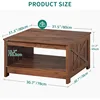 Living room rustic wooden cocktail table, square coffee table semi-open storage compartment 2