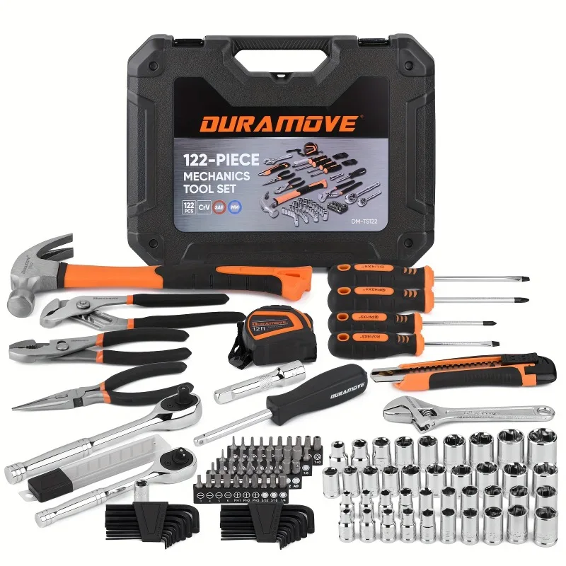 

122pcs Household Tool Home/Auto Repair Hand Tool Set With Tool Box, Mixed Tool Set For Men Women Father Handyman