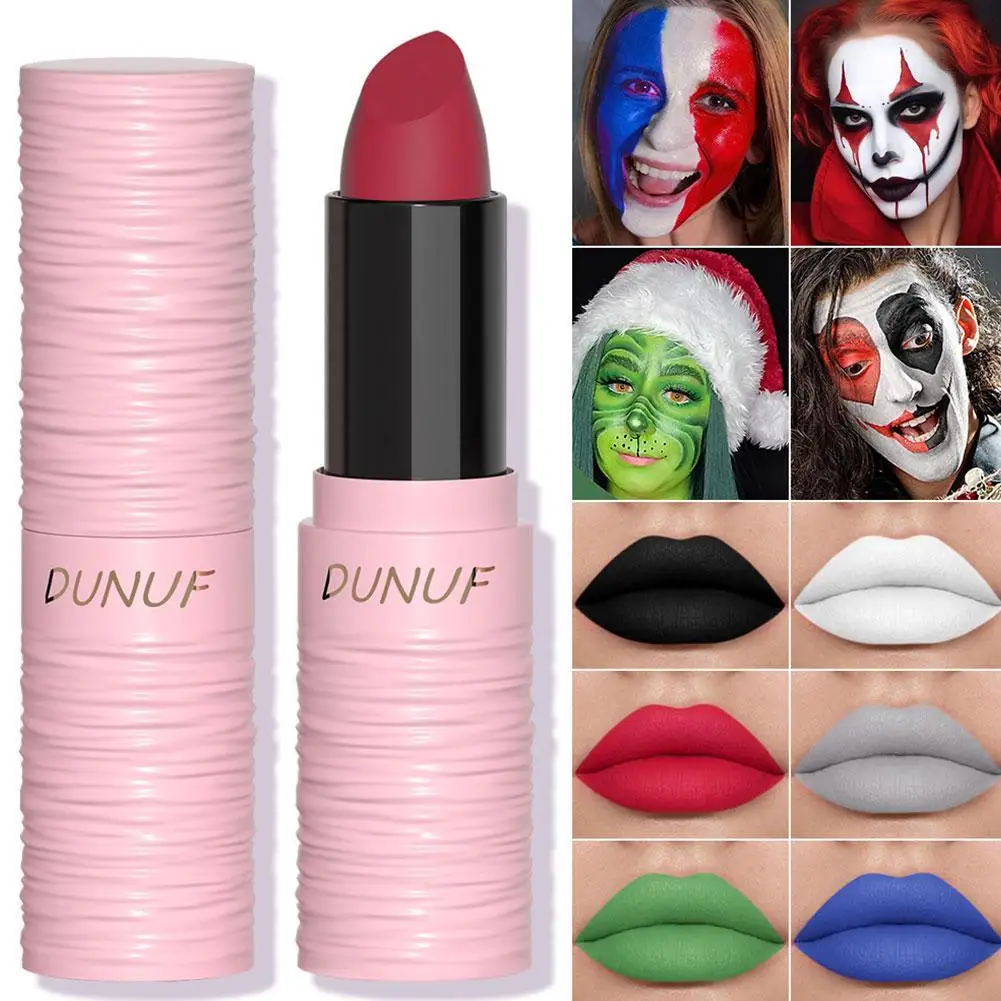 

Halloween Matte Colorful Lipstick Halloween Facial Make Up Pigment Long-lasting Black White Red Grey Green Blue Lipsticks