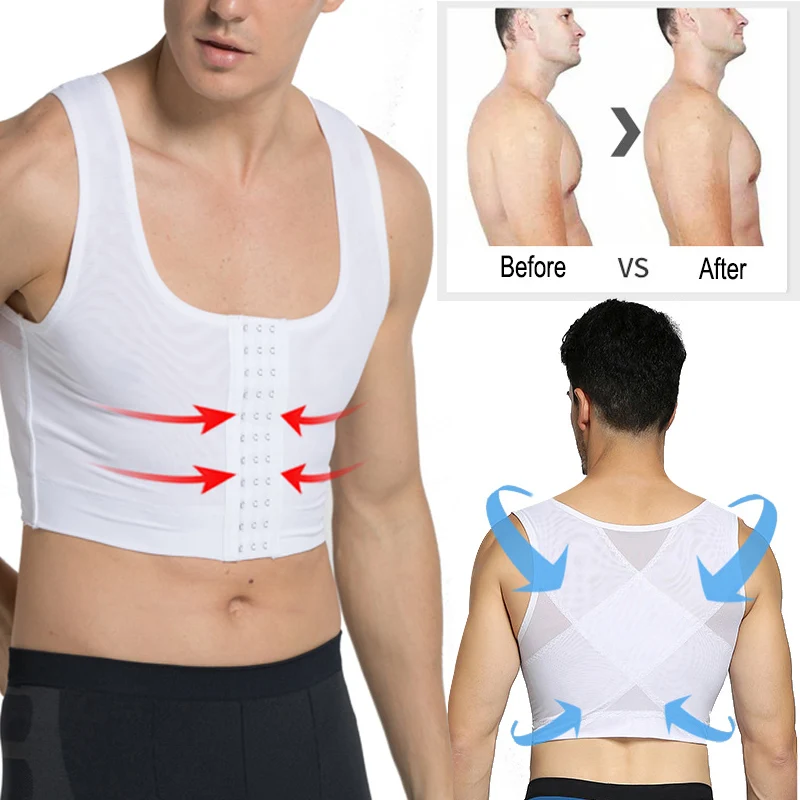 Body Shaper Men Gynecomastia Shaper Slimming Chest Control Boobs Shapewear Firm Undergarments Stomach Girdles Hook Control