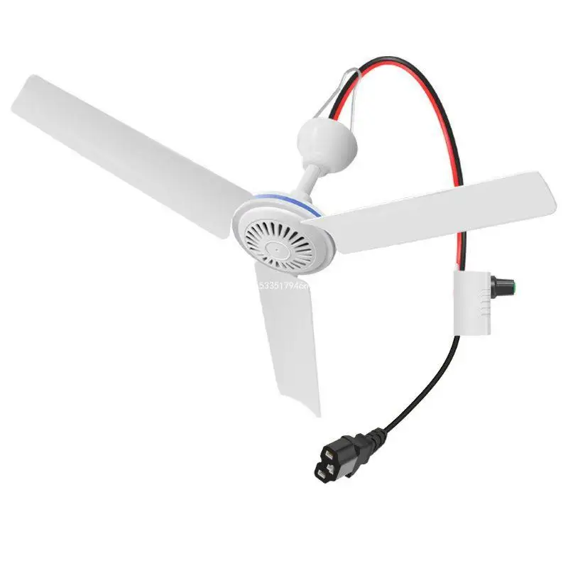 

C13 Plug Portable Ceiling Fan 3-blades Mini Tent Fans Air Cooler Adjustable Speed Hanging Fan for Camping Outdoor Dropship