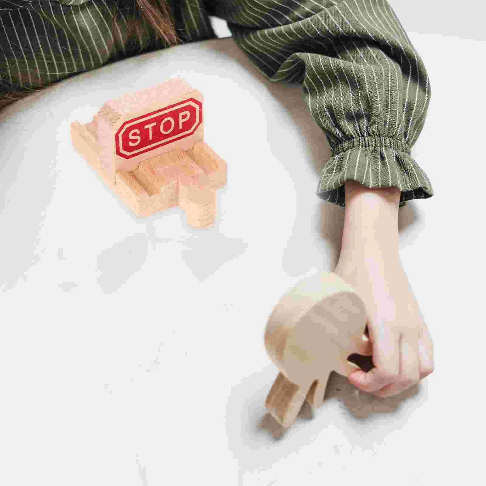 

2Pcs Wooden Train Track Toy Railway Expansion Stop Track Train Toy Accessory