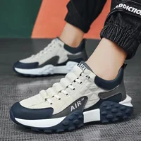 Men's Breathable Low-Top Dad Shoes with Thick Sole Comfortable Running Sneakers Korean Style Spring Season Sport Shoes