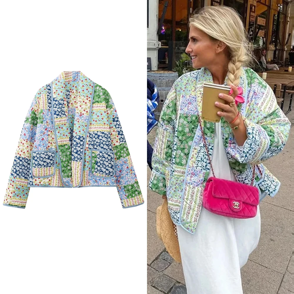 

Женская хлопковая куртка осень-зима 2024, Новый кардиган с цветочным принтом, хлопковая куртка, элегантная женская уличная одежда для съемки