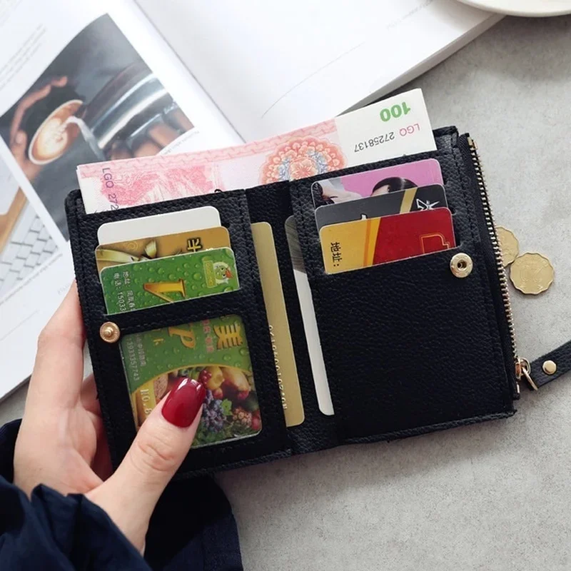 Vertical Buckle, Cherry Embroidery, Short Trend, Small Money Clip, New Student Minimalist and Fashionable Wallet
