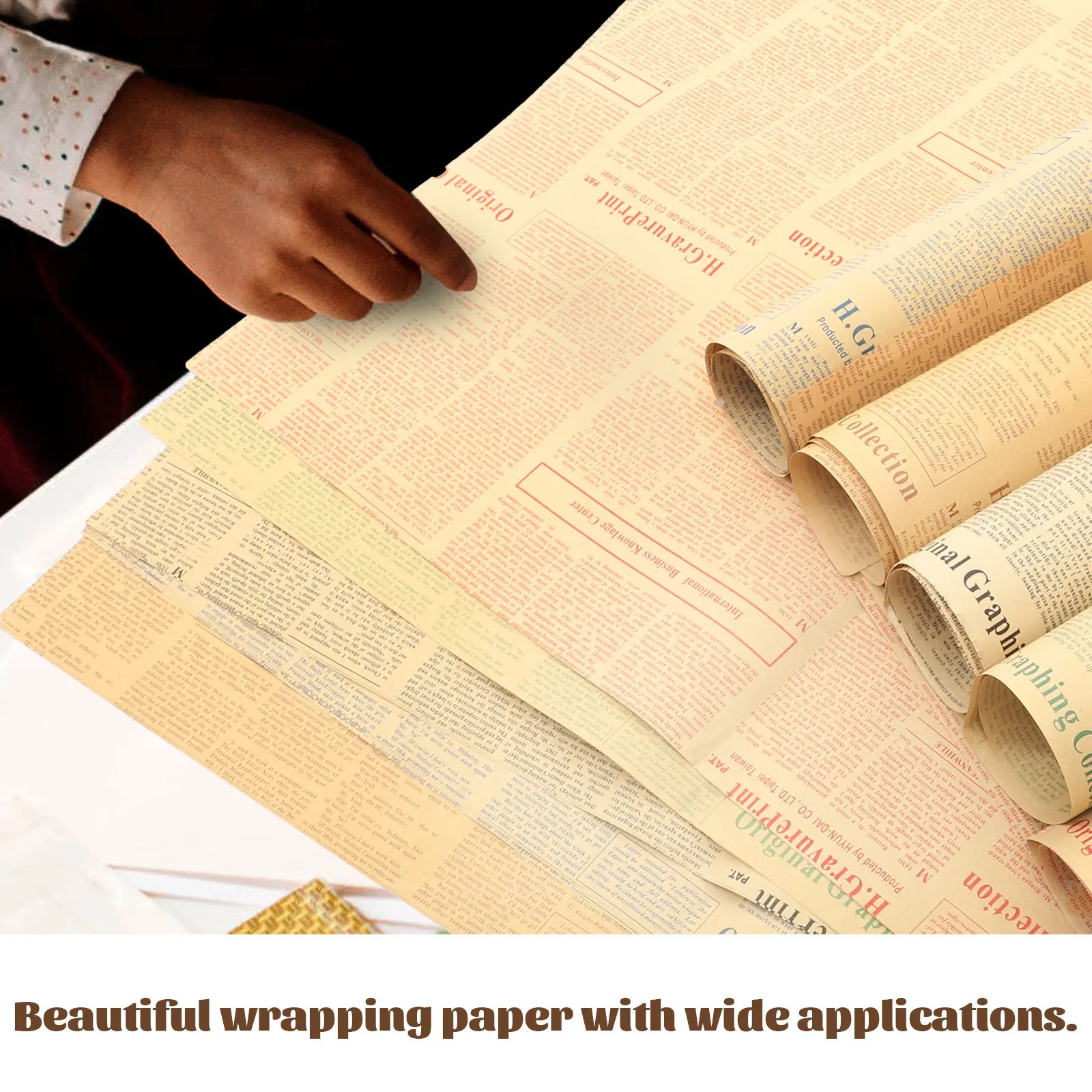 20Pcs 레트로 크래프트 포장지 신문 스타일 빈티지 선물 꽃 포장지 꽃다발 포장 용품 신문 포장지