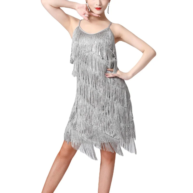 Women's Glamorous Sequined Dance Dress for Latin and Ballroom Styles