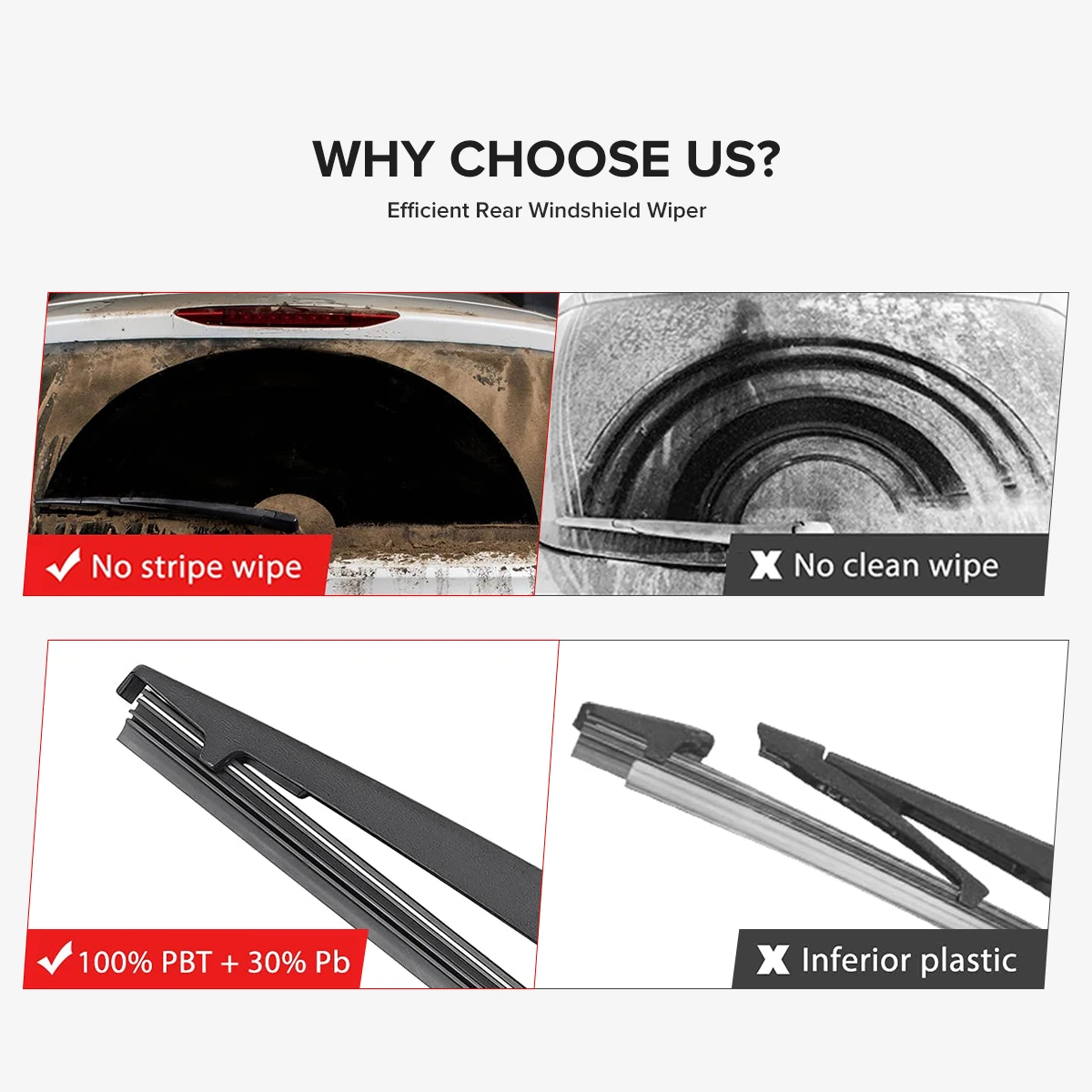 Wiper 12" Rear Wiper Blade For Peugeot 3008 Mk2 2017 - 2023 Windshield Windscreen Rear Window 6