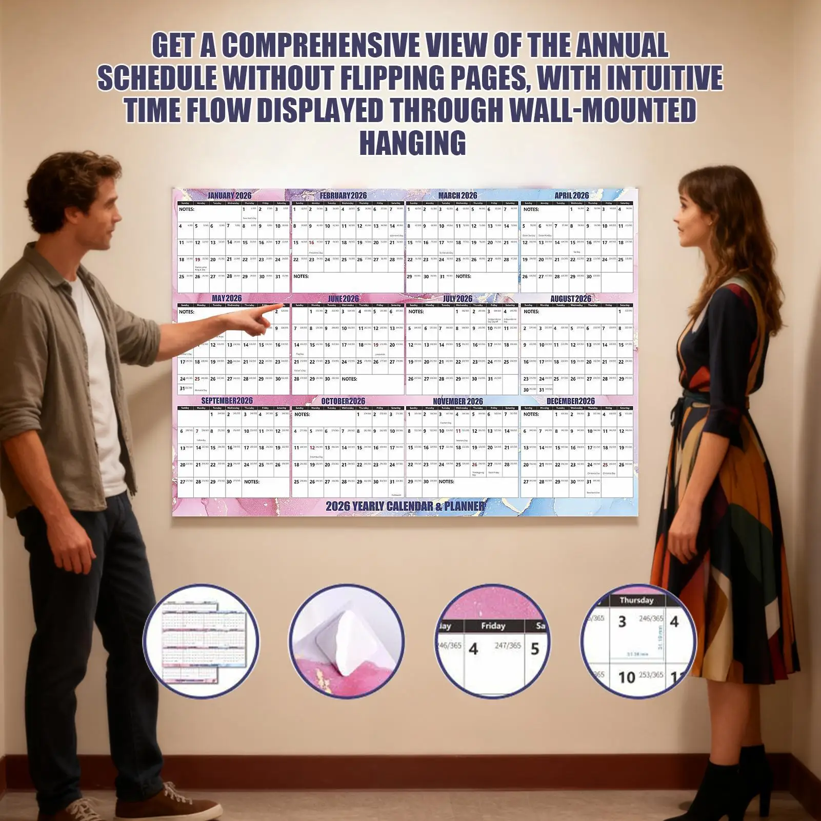 2026 Calendar Planner Thick Paper Smooth Writing Paper Calendar 2026 School Supplies for Marking Planner Schedule Planning Home