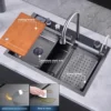 Digital Display Embossed Nano Sink with Pressurized Cup Washer and Two Waterfalls 29.5 Inch 2