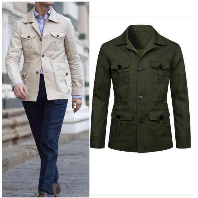 Chaqueta de trabajo de poliéster resistente al desgaste para hombre,  chaquetas de trabajo con múltiples bolsillos, ropa de carga, estilo Safari