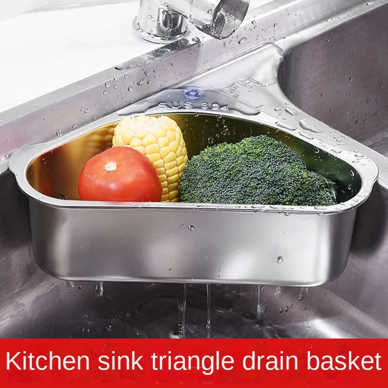 304 Stainless Steel Triangle colanders Rack Kitchen Sink Drain Shelf ...