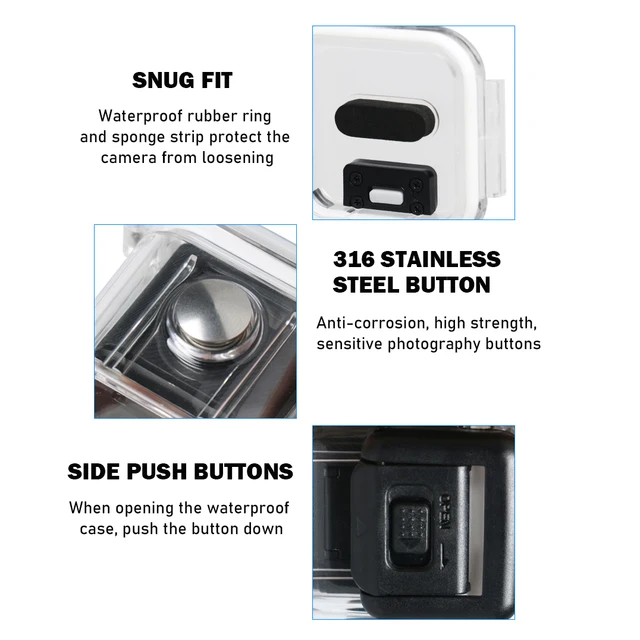 Custodia Impermeabile Suptig Per GoPro Hero 4/5 Session - Fino A 60m, Protezione Antigraffio E Urto