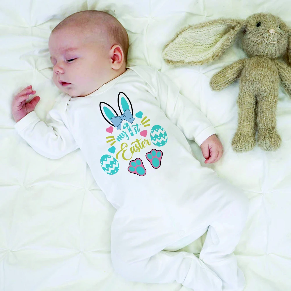 My First Easter Print Baby Sleepsuit Newbron Babygrow Sleepsuit Baby Girl/ Boy Clothing Infant Easter Day Present Bodysuits