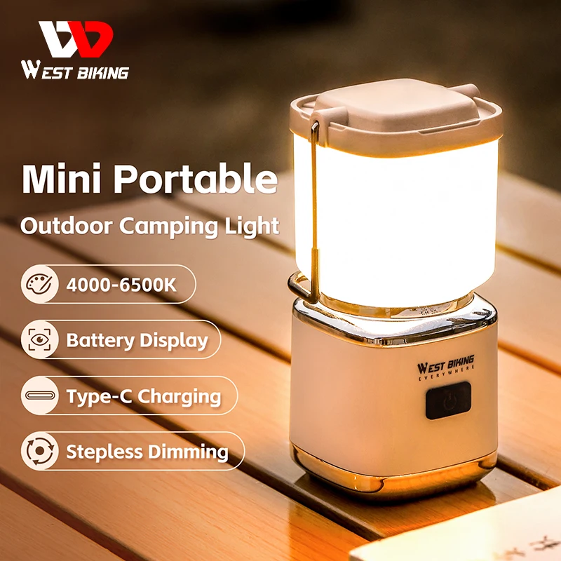 

WEST BIKING Portable Camping Light Outdoor LED USB Rechargeable Camping Lantern Emergency Bulb Lamp Hanging Tent Hiking Light