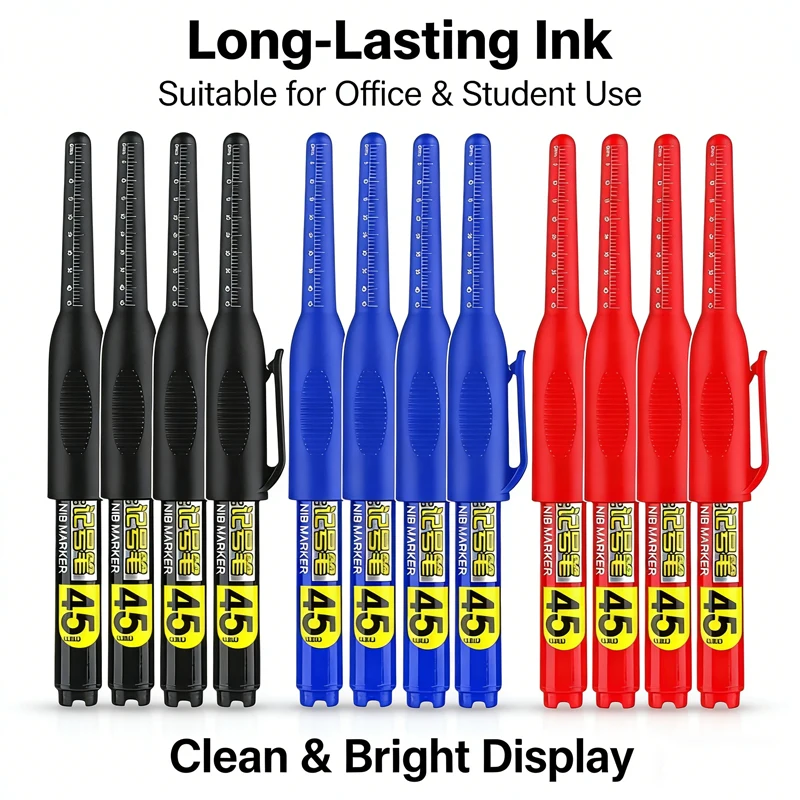 45mm 화이트 딥홀 롱 니브 헤드 마커 세트 (금속 천공 펜, 방수, 욕실, 목공, 장 페인트)