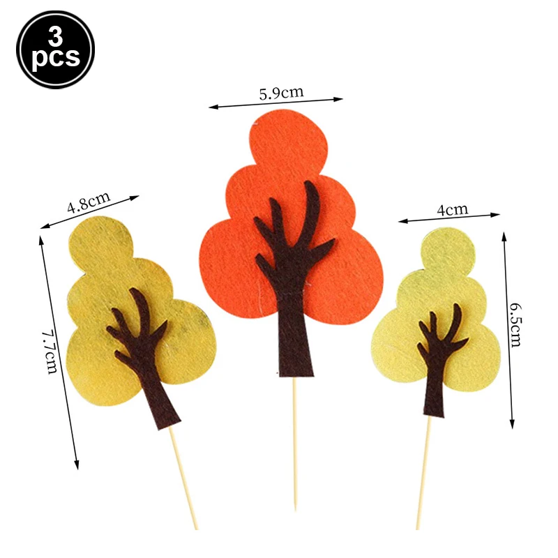 Dschungel Thema Geburtstags torte Dekoration Filz Wald kleines Blatt Wald Kiefer Apfel Kokosnuss Früchte Baum alles Gute zum Geburtstag Kuchen Topper – Detail 10