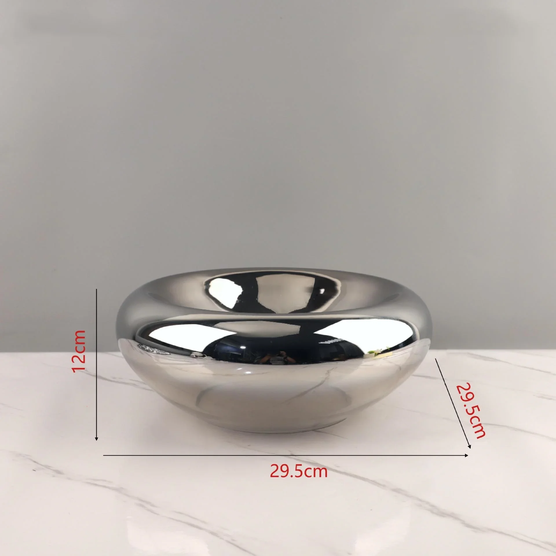 Glass Craft Round Fruit Bowl Silver Flying Saucer Storage Tray Desktop Storage Container Trays Decorative Jewelry Dish 5
