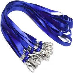 Blue Nylon Lanyards with Rotary Hook - 10 Pack (Blue)