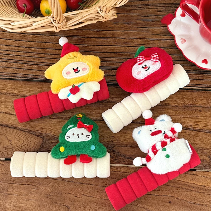 1pc Festival Santa Claus Xams Snowman Door Handle Sleeve Home Decoration Soft Fabric Christmas Door Knob Cover