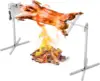 Splicable Rotisserie Grill Kit, 56-Inch Sectional Spit Rod with Heat Shield for Pig Lamb, 132 lbs Capacity, Automatic 52W Motor, 1