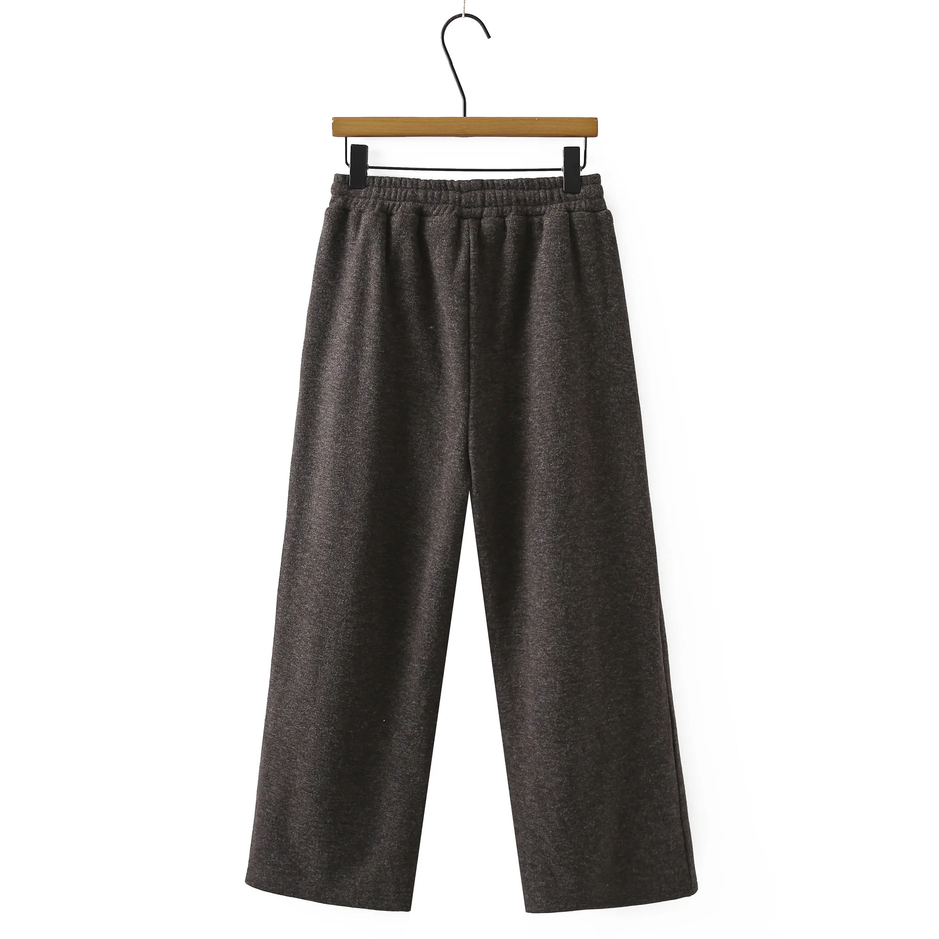 XXXXL Fashion Plus Size Women's Straight Leg Pants Winter Style Simple Versatile Fleece And Thickened Woolen Warm Trousers 8607