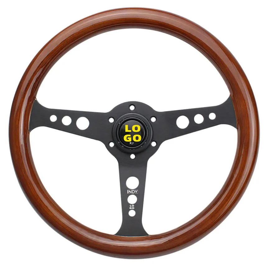 ウッド スポーク ステアリング 本体14インチ350mm 金属3スポーク新品 ブラウン黒ライン ウッド金属3スポークステアリング本体14インチ