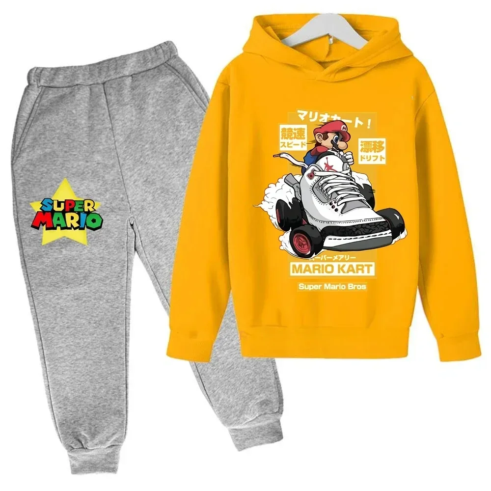 thumbnail image 1 of Sudadera con capucha y pantalones de Super Mario para niños, traje de 2 piezas, ropa de otoño y primavera para niños y niñas, sudadera con estampado de dibujos animados, trajes deportivos informales,, 1 of 5