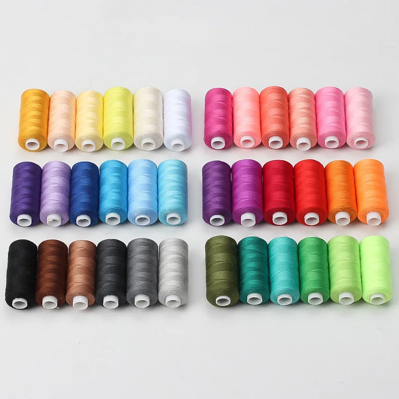 6 Colors/Set Yarn Sewing Thread Roll Machine Hand Embroidery 400 Yard