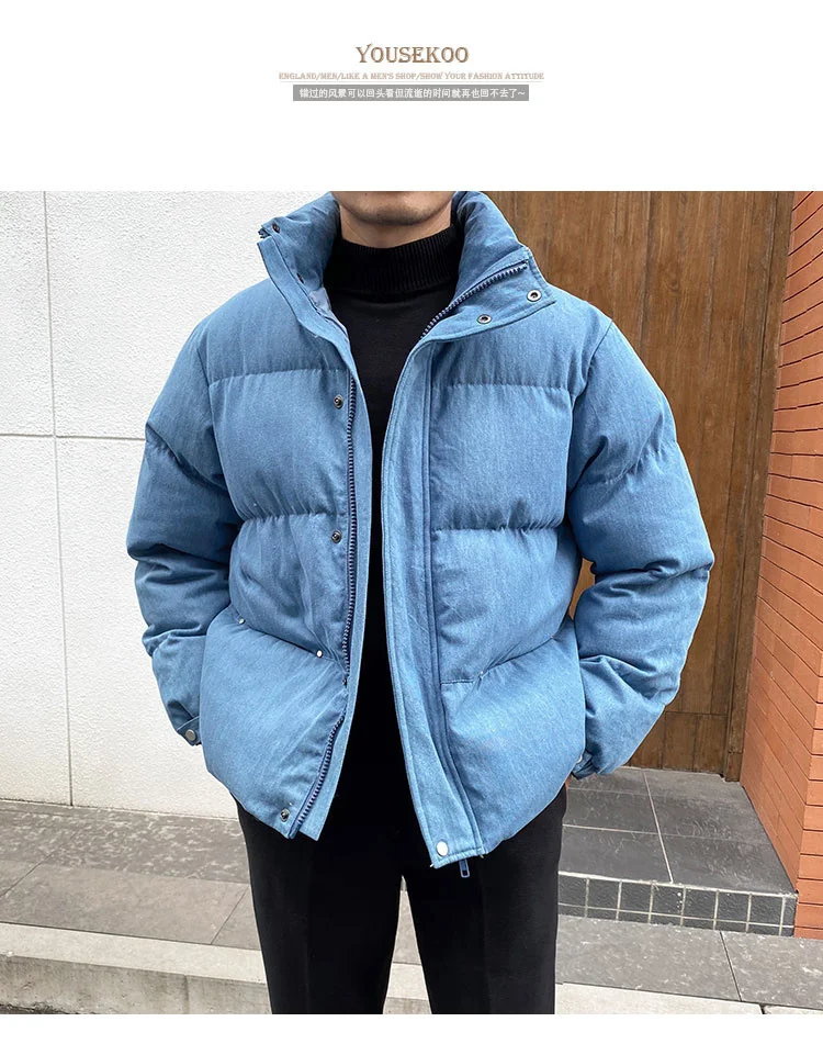 Collar Stand Jacket Men Winter New Korean Trend Thickened Short Jacket Men High Quality Solid Color Thick Coat Snow Parka Male Parkas