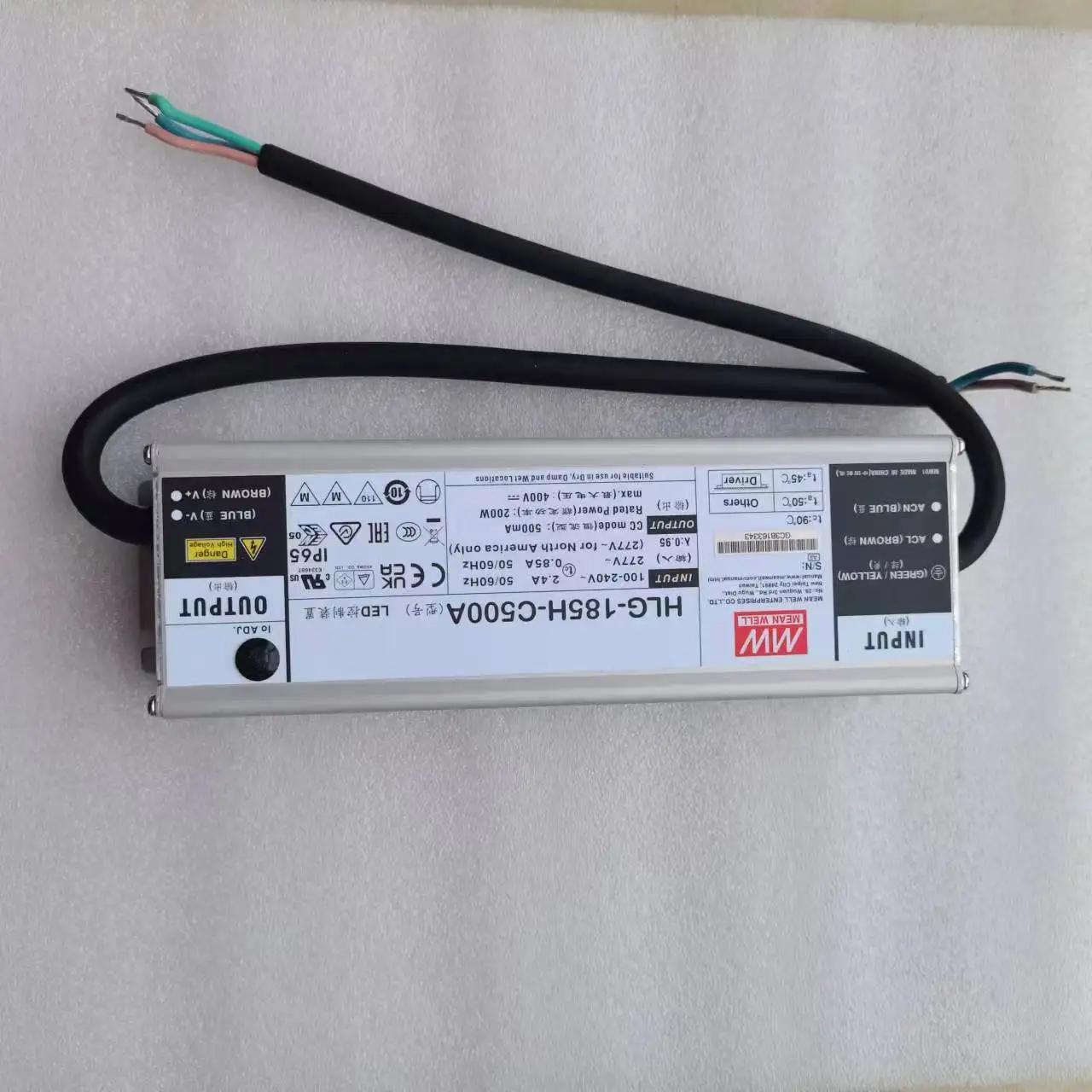 KSZHZYMGX Konstantstrom-Schaltnetzteil HLG-185H-C – Dimmbar Typ A/B, 500/700/1050/1400mA, 47-63 Hz